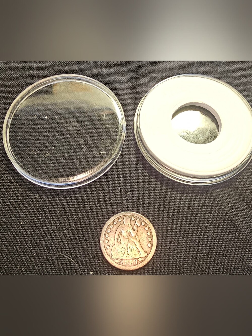 1853-O With Arrows Seated Liberty Dime In Capsule